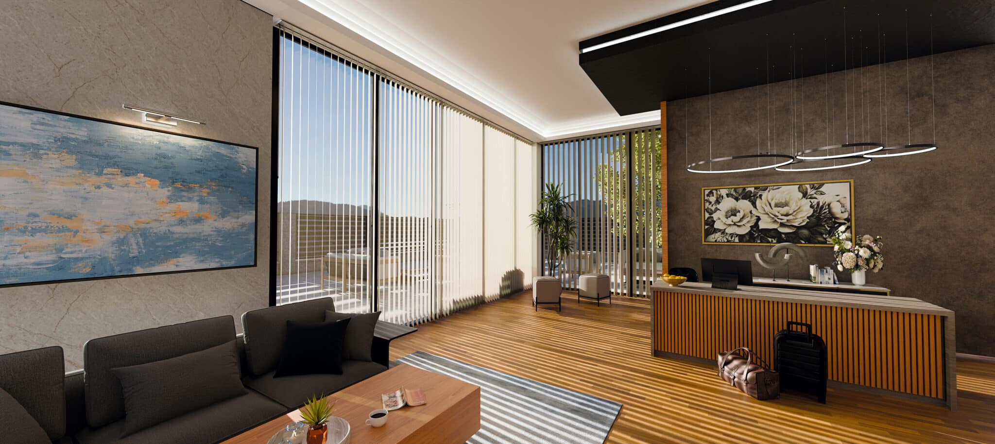 Lamellenvorhang nach Maß in Lobby/Empfang – SST Exclusive