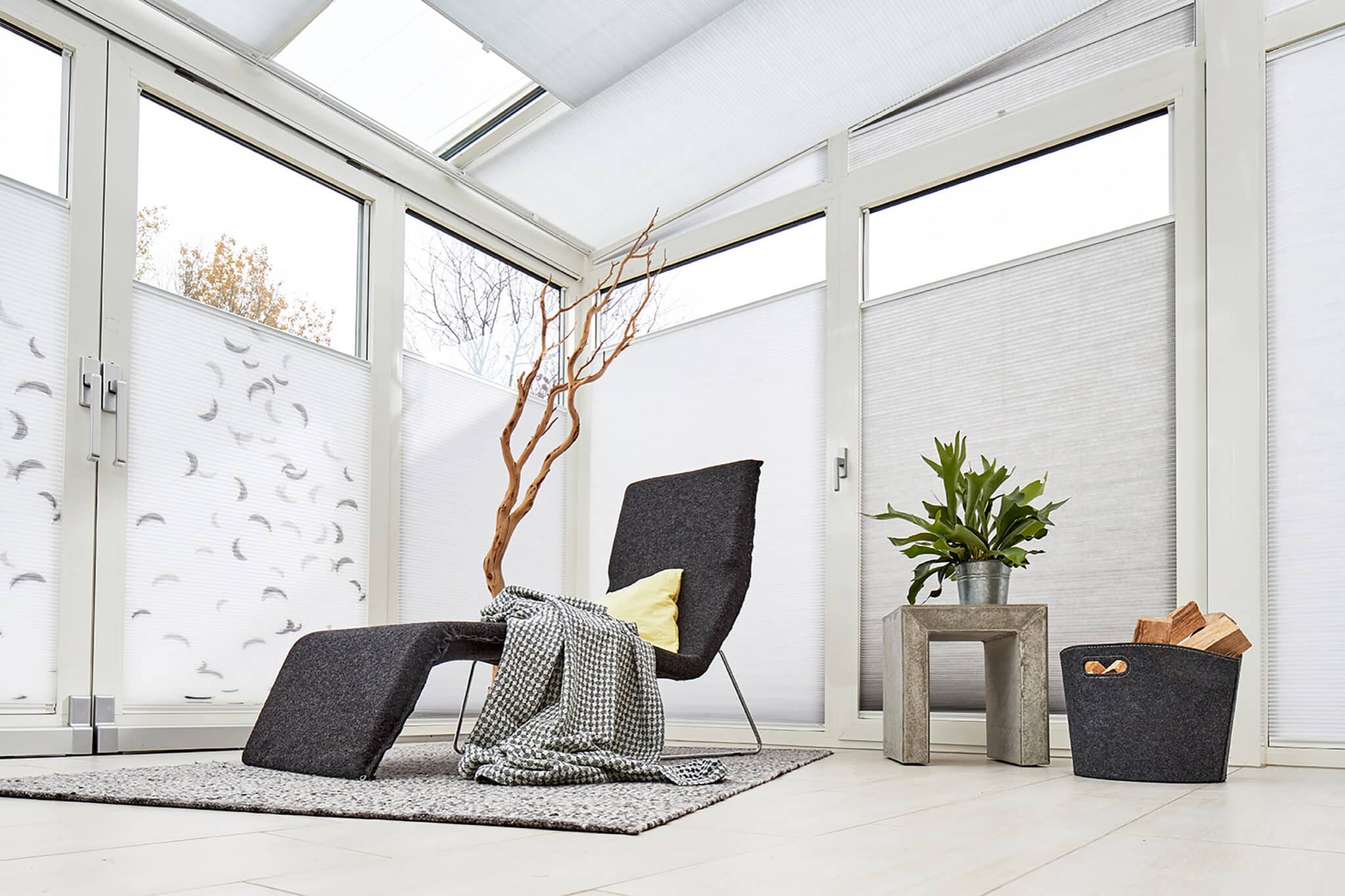 Wabenplissee nach Maß im Wintergarten – SST Exclusive Rhein-Neckar